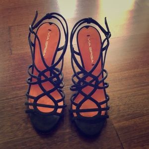 Via Spiga black caged high heels